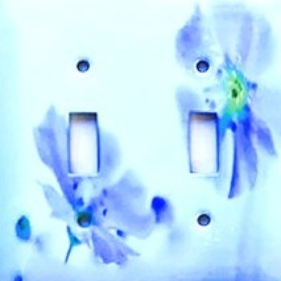 Flower Dark Blue Double Light Switch Cover N Plate - Picture 1 of 2